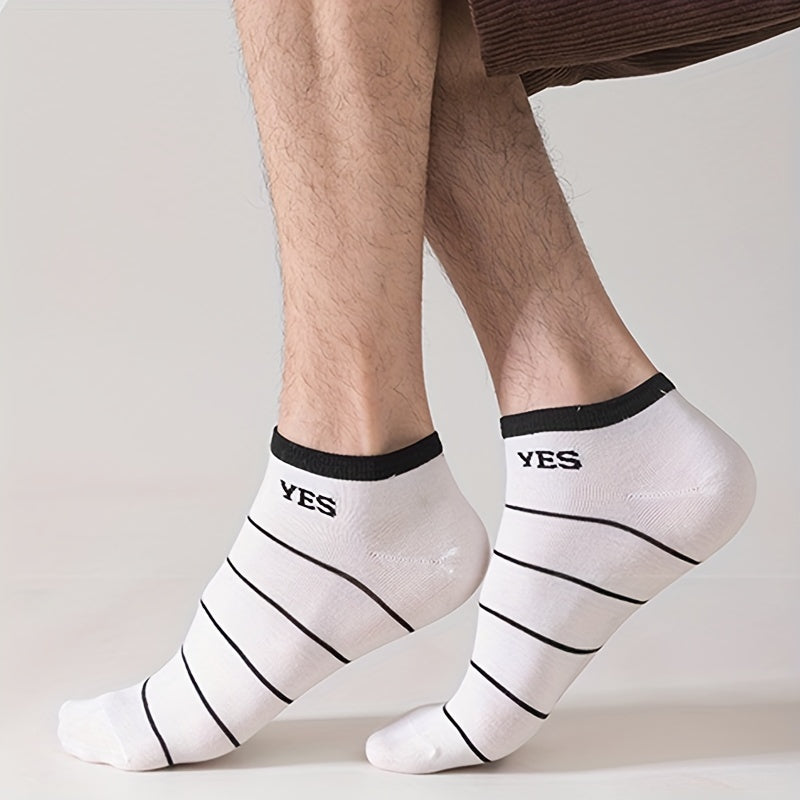 5 Pairs Print Casual Sports Socks Men's Crew Socks