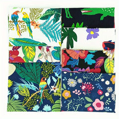 7pcs Rainforest Plant Pattern Cotton Fabric for DIY Doll Bedding Patchwork