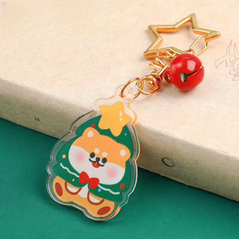 Cartoon Christmas Bell Keychain Bag Backpack DIY Decoration Pendant