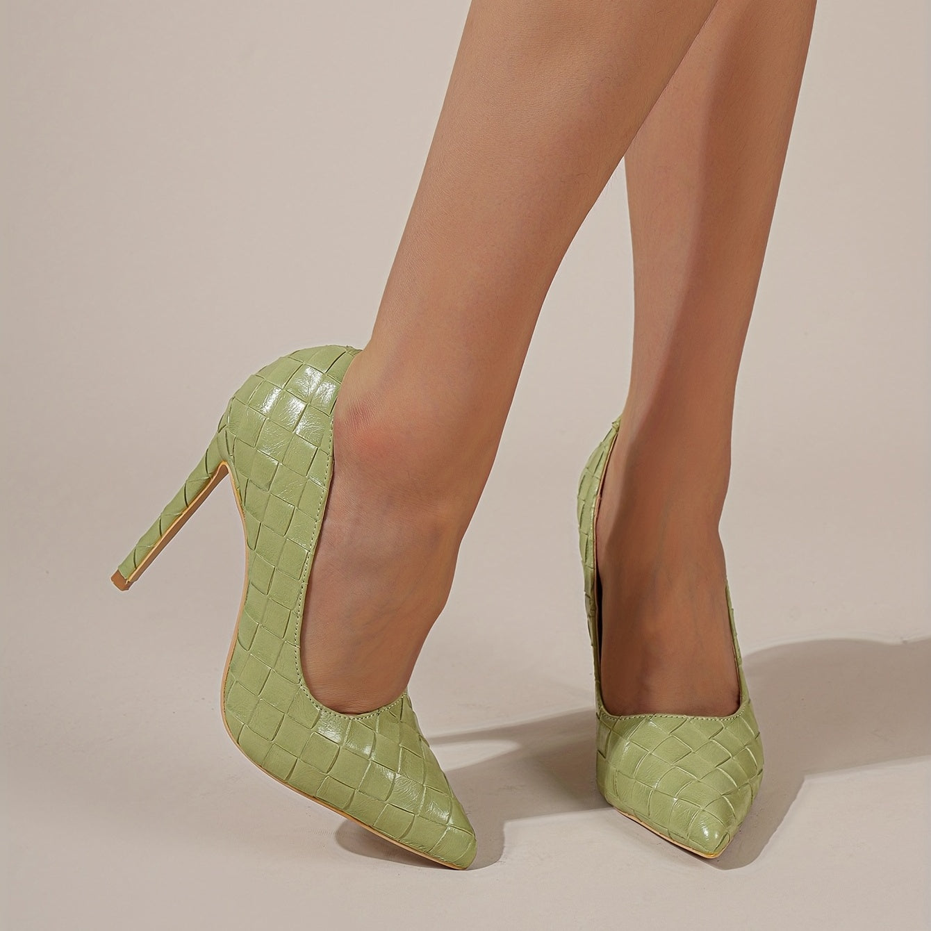 Plaid Pattern Stiletto Heels Wedding Shoes