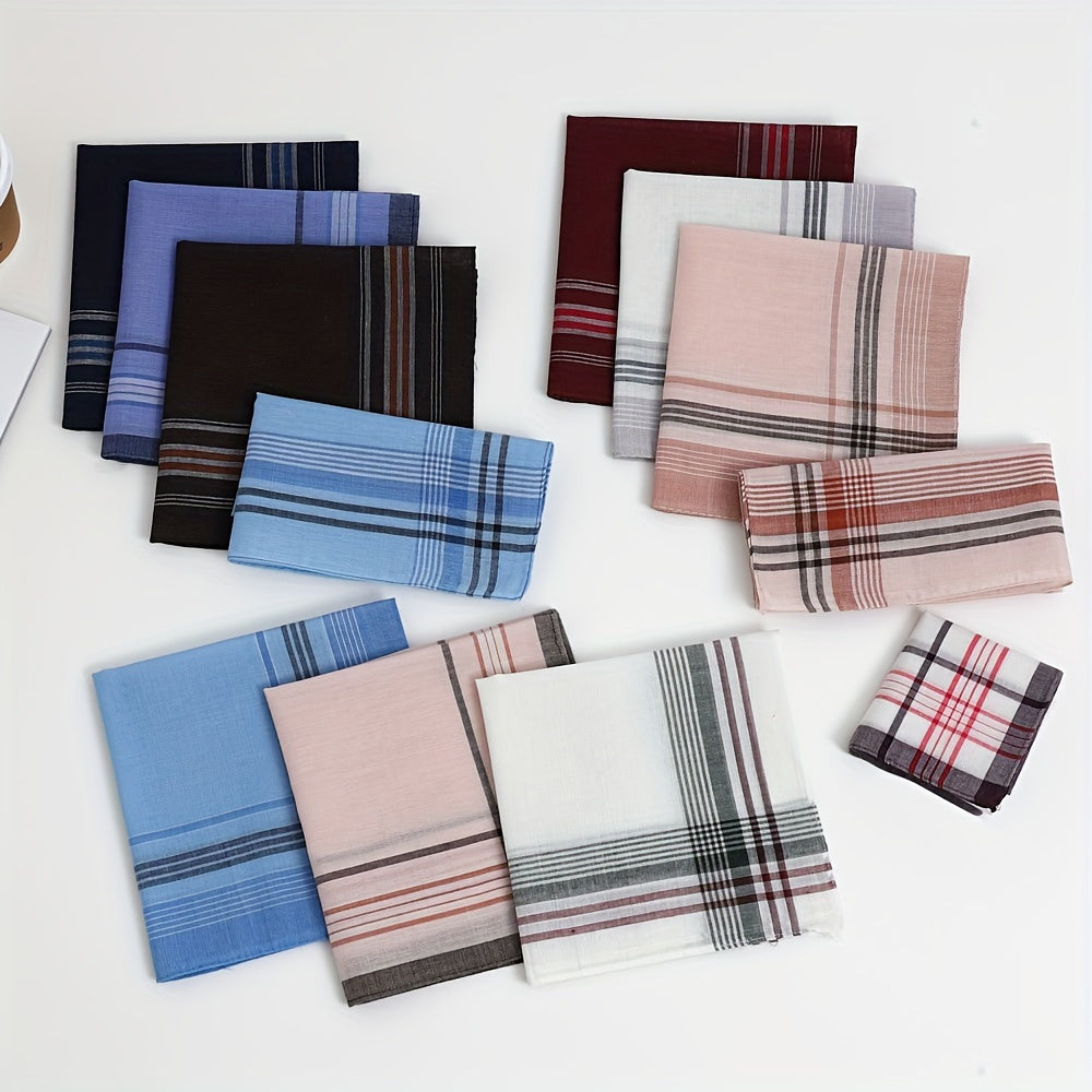12 Pack Men's Sports Handkerchiefs Classic Plaid Polyester Lightweight