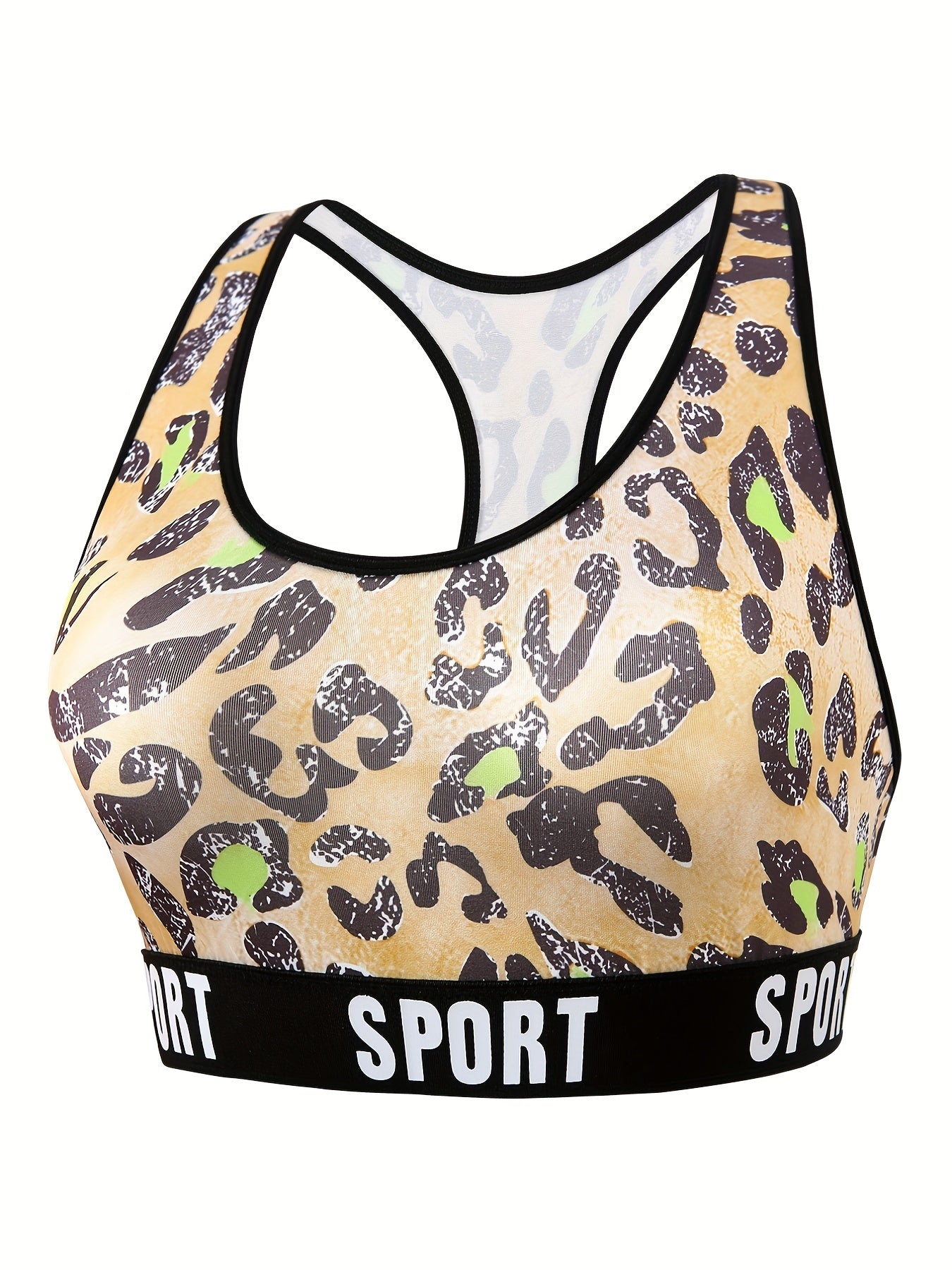 Plus Size Leopard Print Sports Bra & Boy Shorts Set