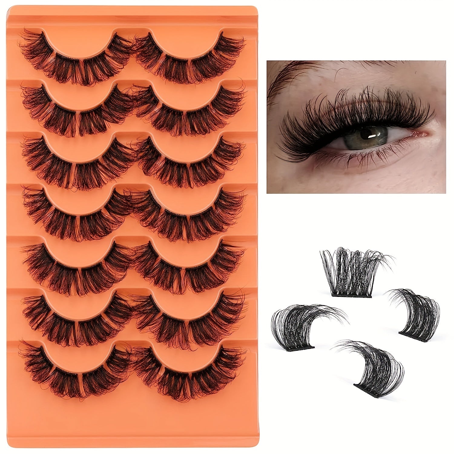 DIY Fluffy Cluster Lashes Natural Stripe False Lashes