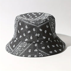 Unisex Sunshade Bucket Hat with Cashew Flower Design for Outdoor Travel