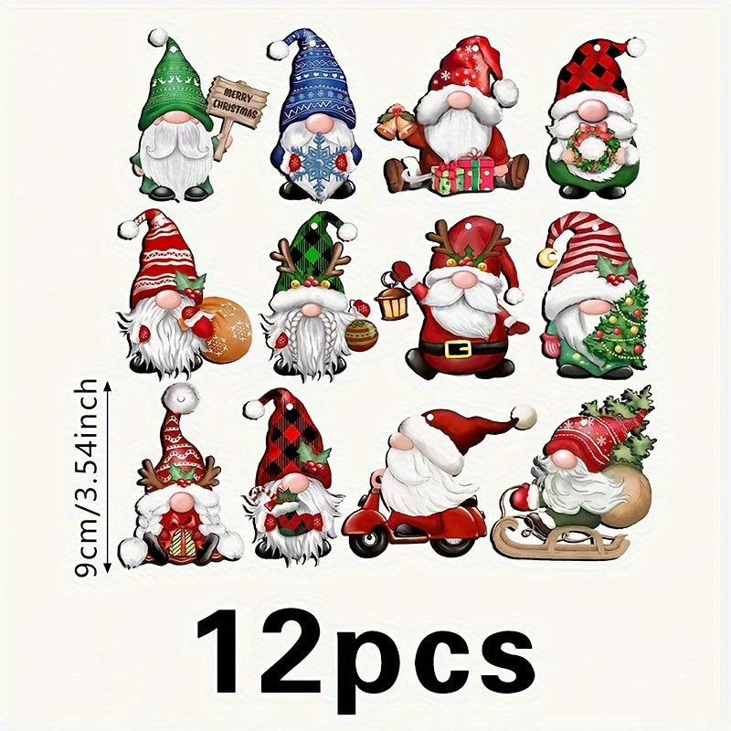 12pcs Wooden Santa Claus Christmas Ornaments DIY Decoration