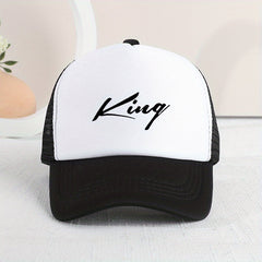 Girls Sunshade Mesh Baseball Cap KING Print Outdoor Sport