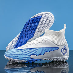 Boy's High Top TF Football Boots Outdoor Anti skid Breathable Soccer Cleats
