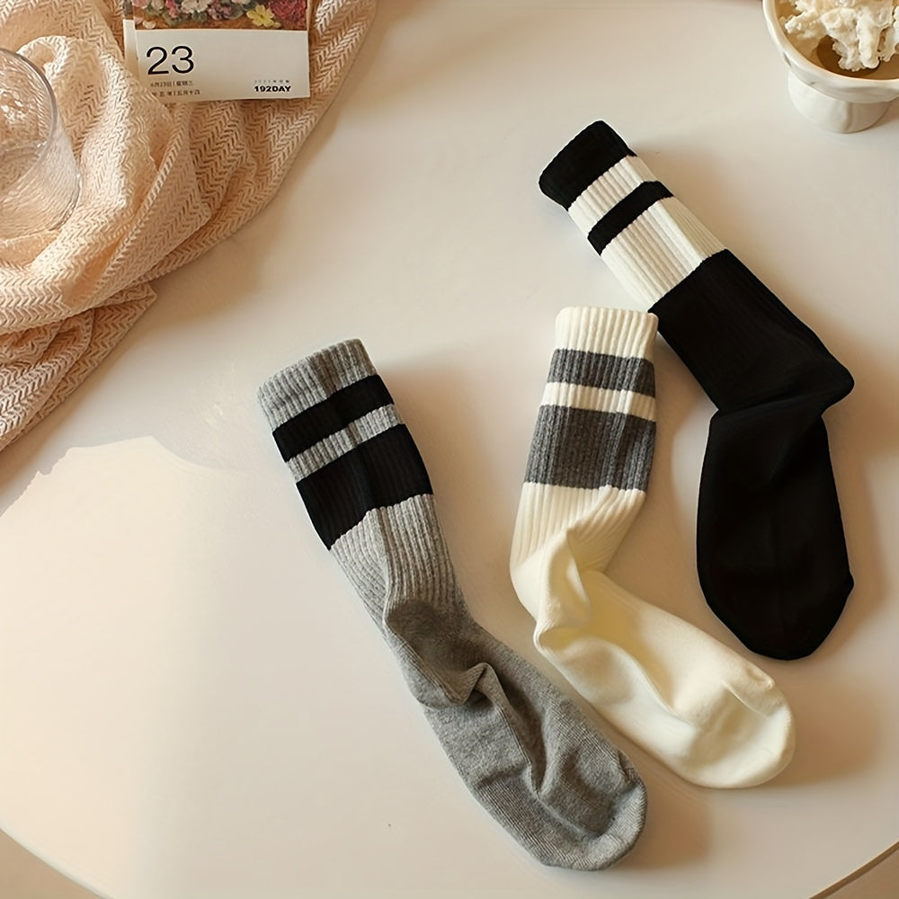 Men's Striped High Tube Sports Socks Breathable Thin Stockings