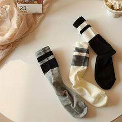 Men's Striped High Tube Sports Socks Breathable Thin Stockings