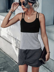 Block Twist Dress Spaghetti Strap Sleeveless
