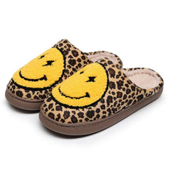 Plush Lined Smile Face Slippers Warm Home Shoes