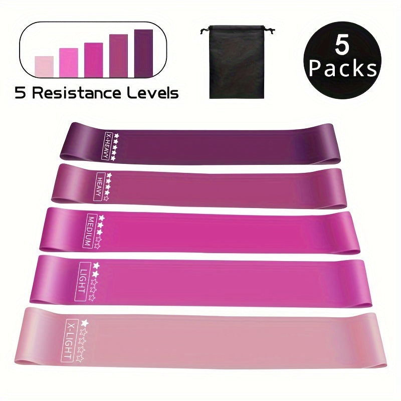 5pcs Elastic Hip Training Rope for Body Shaping Stretching Yoga
