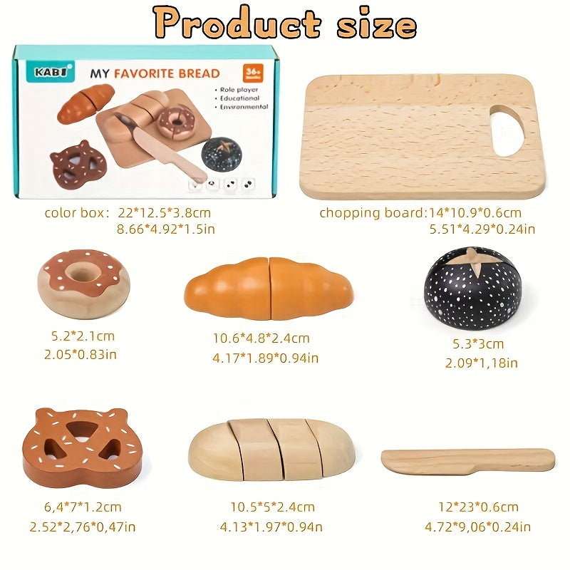 13pcs Wooden Bread Cutting Board Role Playing and Family Interaction