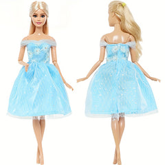3-Pack Princess Party Dresses for 11" Dolls - Green Yellow Floral Print