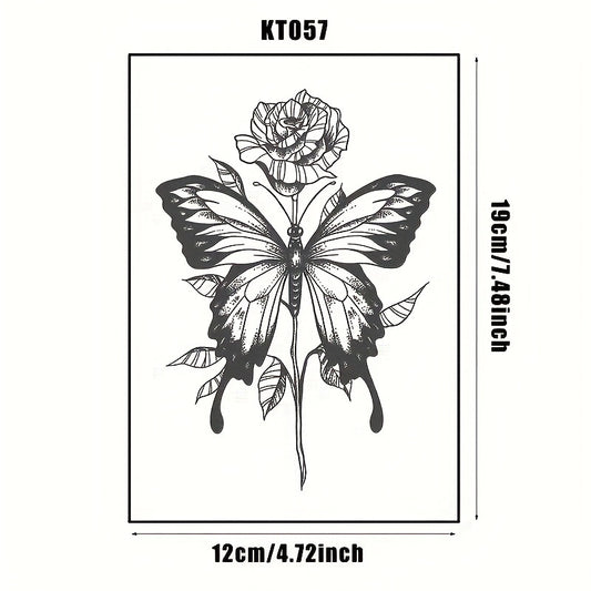 Butterfly & Flower Pattern Temporary Tattoo Waterproof Long Lasting Tattoo