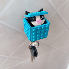 Mechanical Cat Key Holder Building Blocks Hook Keychain Toy