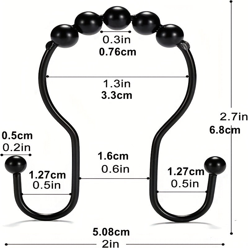 12pcs Shower Curtain Hooks Rust Resistant Shower Curtain Rings Anti Drop