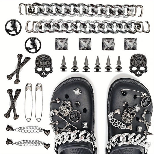 22pcs Gothic Shoe Charms for Clogs Garden Shoes Decoration Adults
