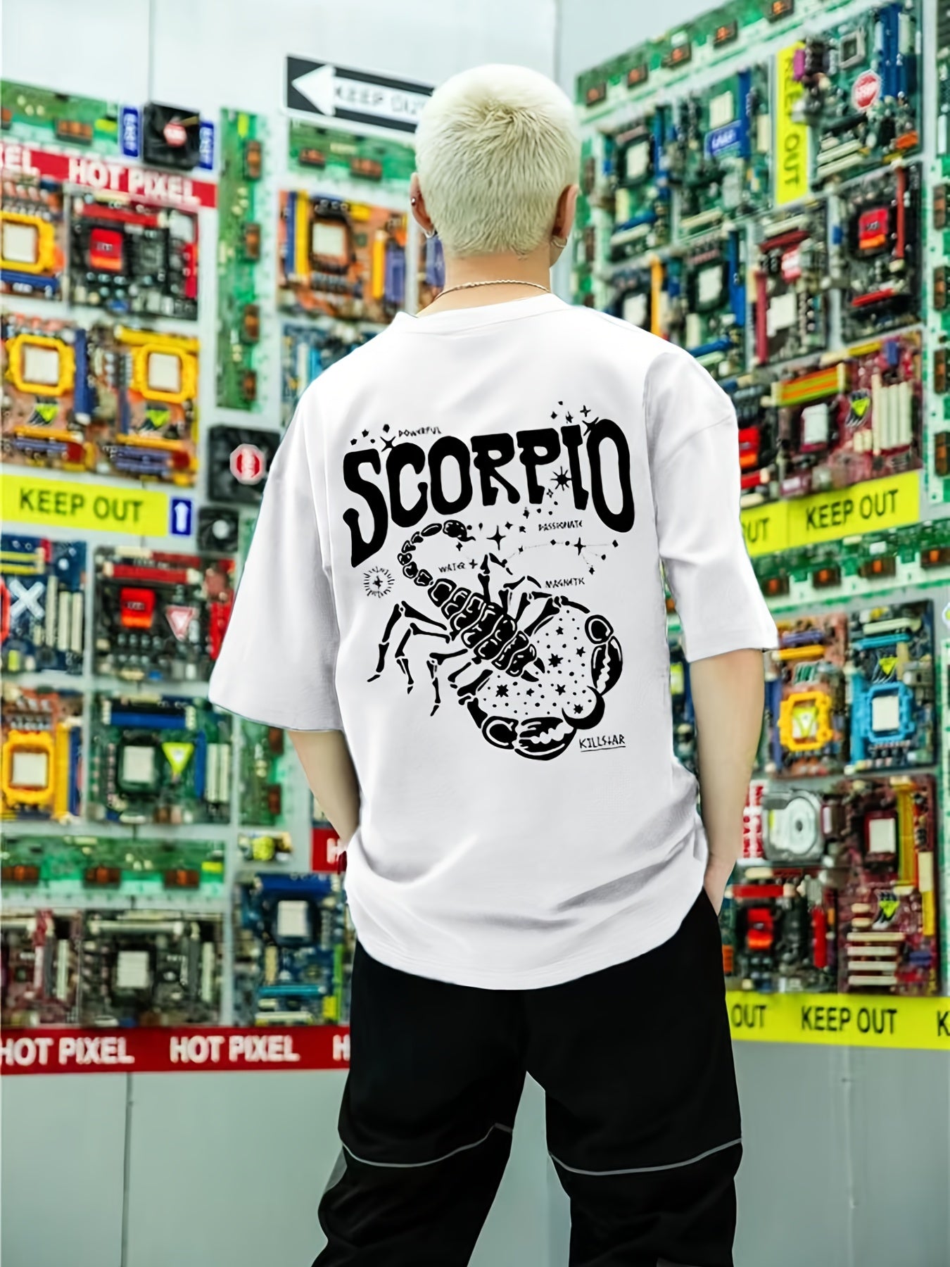 Scorpion Pattern Print Men's Short Sleeve T-shirt Graphic Tee