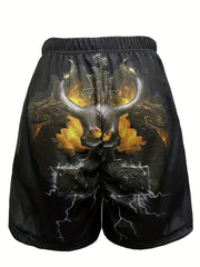 Halloween Skull Pattern Men's Casual Stretch Shorts