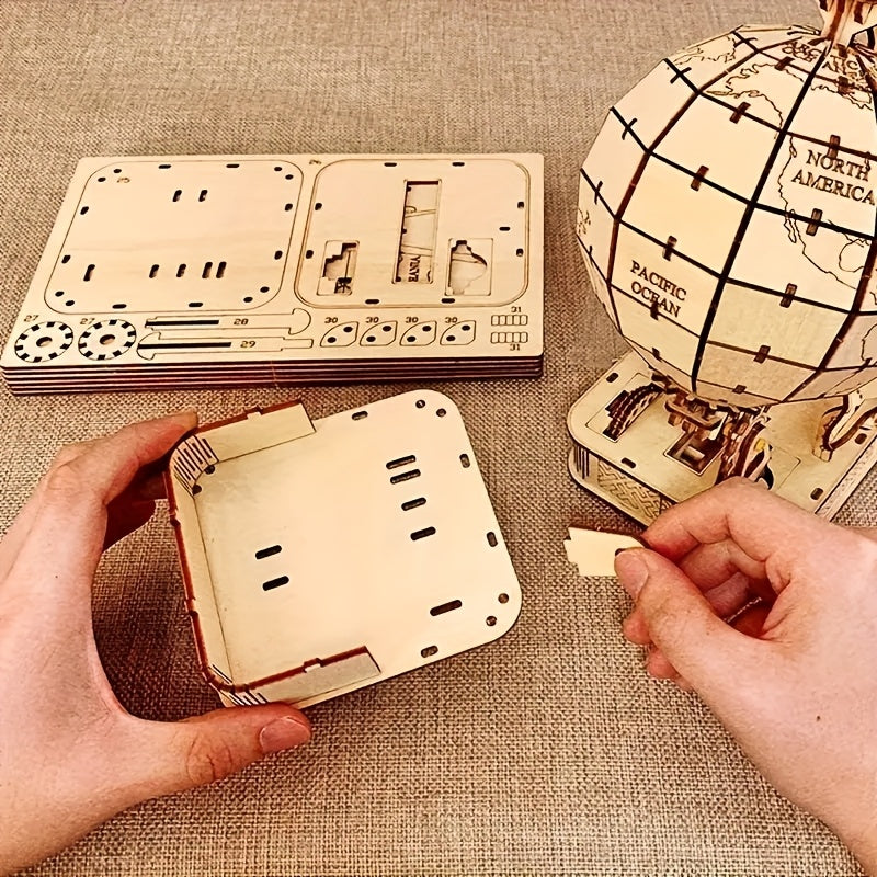 3D Wooden Globe Puzzle Set World Map Model Ocean Wonders Ideal Gift