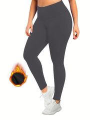 Sporty Leggings Women's Plus Solid High Rise High Stretch Skinny
