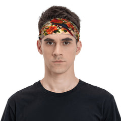 Floral & Bird Print Sports Headband Sweat Wicking Polyester for Yoga Gym Running