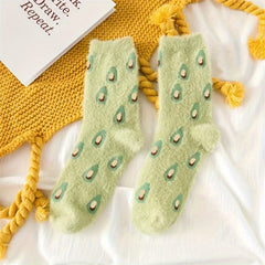 Cozy Fruit Pattern Crew Socks Women's Stockings
