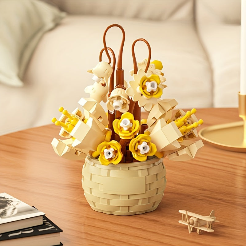 Sunflower Pot Succulent Flower Basket Building Blocks
