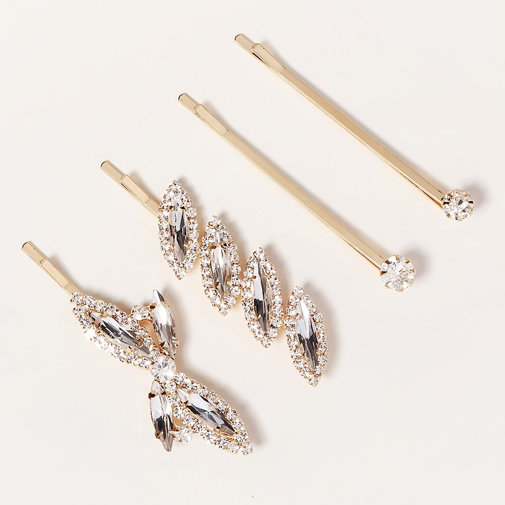 4pcs Rhinestone Metal Hair Clip Hair Accessories For Women