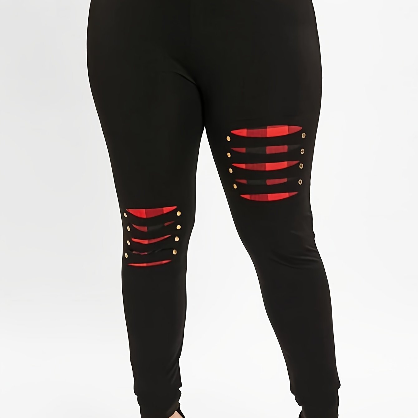 Colorblock Plaid Print High Rise Yoga Leggings