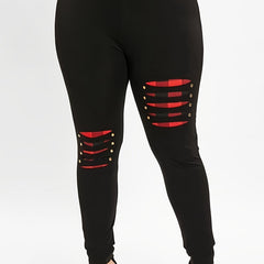 Colorblock Plaid Print High Rise Yoga Leggings
