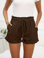Solid Drawstring Shorts Women's Casual Elastic Waist