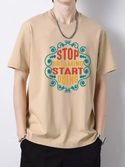 Men's Vintage Slim Fit Print Tee for Spring Summer Holiday