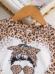 Girl's Camo 2pcs Top & Pants Set Anime Print Outfit