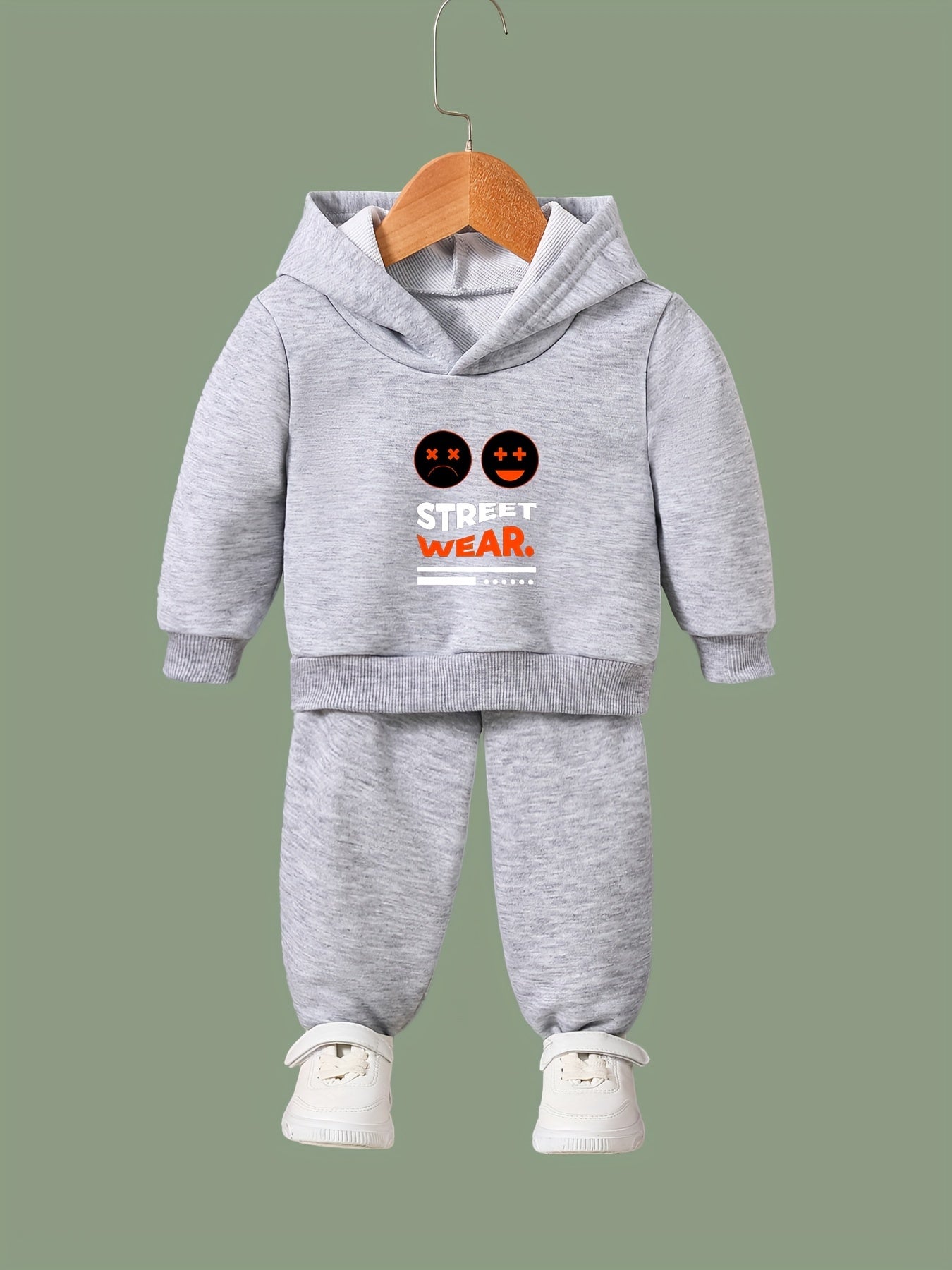 Girls Street Wear Print Hoodie Jogger Set Sports Outfits