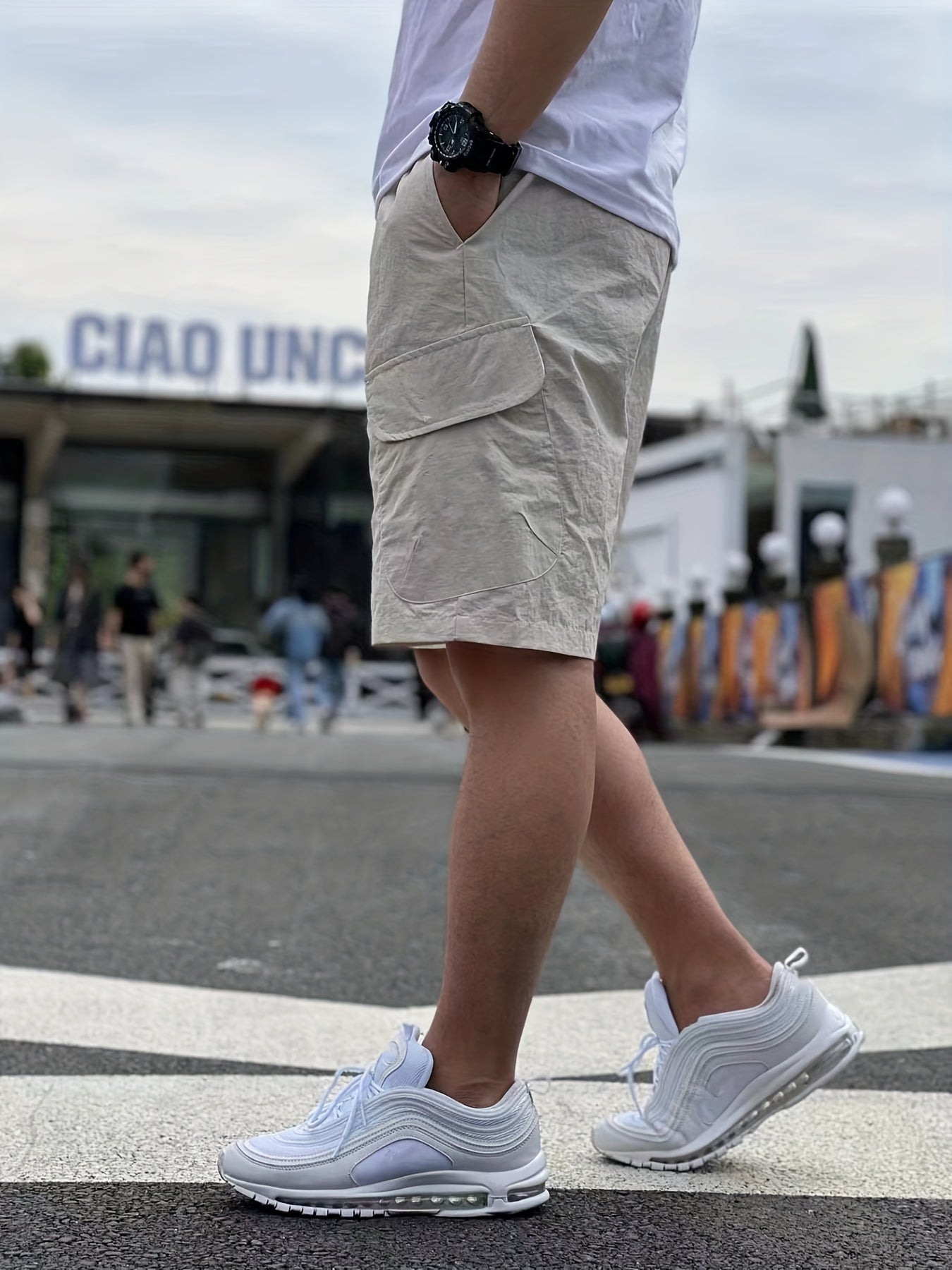 Men's Drawstring Cargo Shorts with Pockets