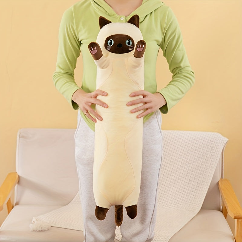 Long Strip Cat Doll Plush Throw Pillow Cushion Cat Toy for Bed or Sofa
