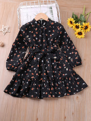 Floral Print Long Sleeve Dress for Girls