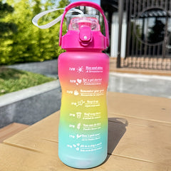 Rainbow Large Capacity Cup Gradient Plastic Water Bottle For Sports Fitness