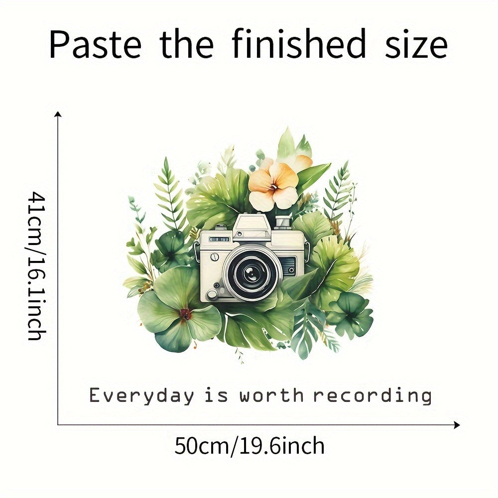 Green Leaves Camera Wall Sticker Removable Flowers Decal Boys Room Decor