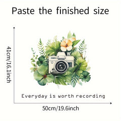 Green Leaves Camera Wall Sticker Removable Flowers Decal Boys Room Decor