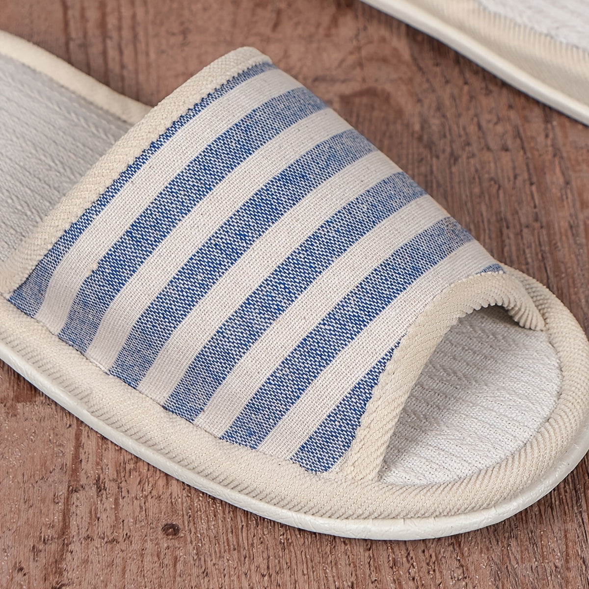 Striped Open Toe House Slippers Anti-Skid Slip-On Shoes Indoor Men