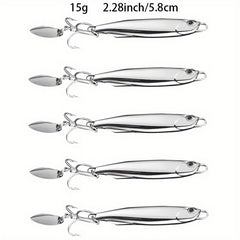 5pcs Electroplated Jigbaits with Rotating Sequin Sea Fishing Tackle 15g 20g 30g