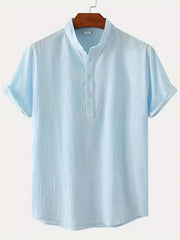 Men's Casual Cotton Short Sleeve Shirt for Summer Vacation
