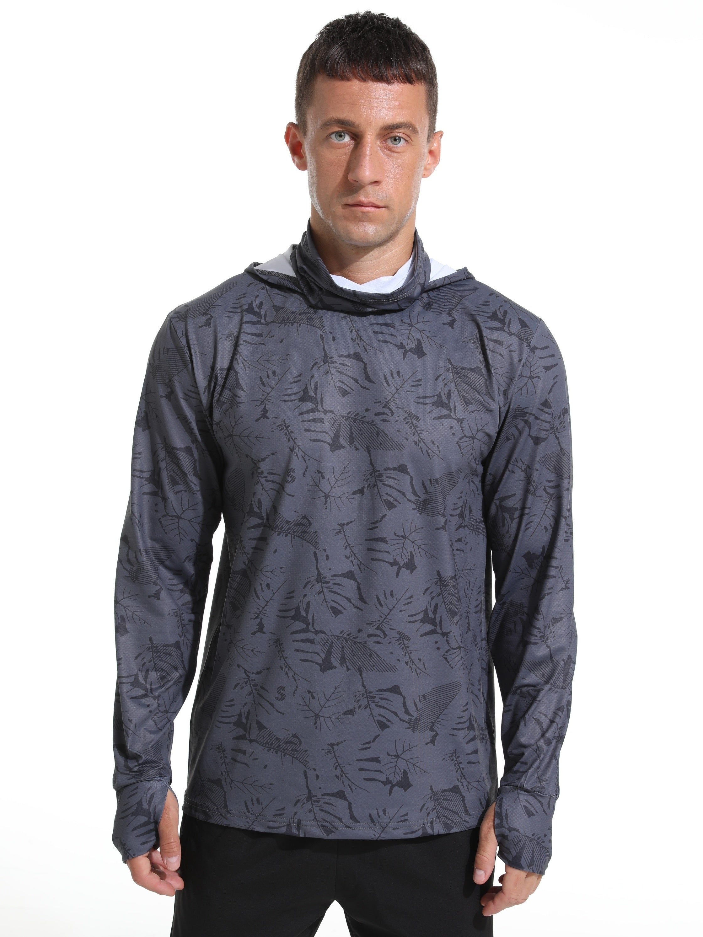 Men's Ice Silk Long Sleeve Sun Shirt Quick Dry Rash Guard