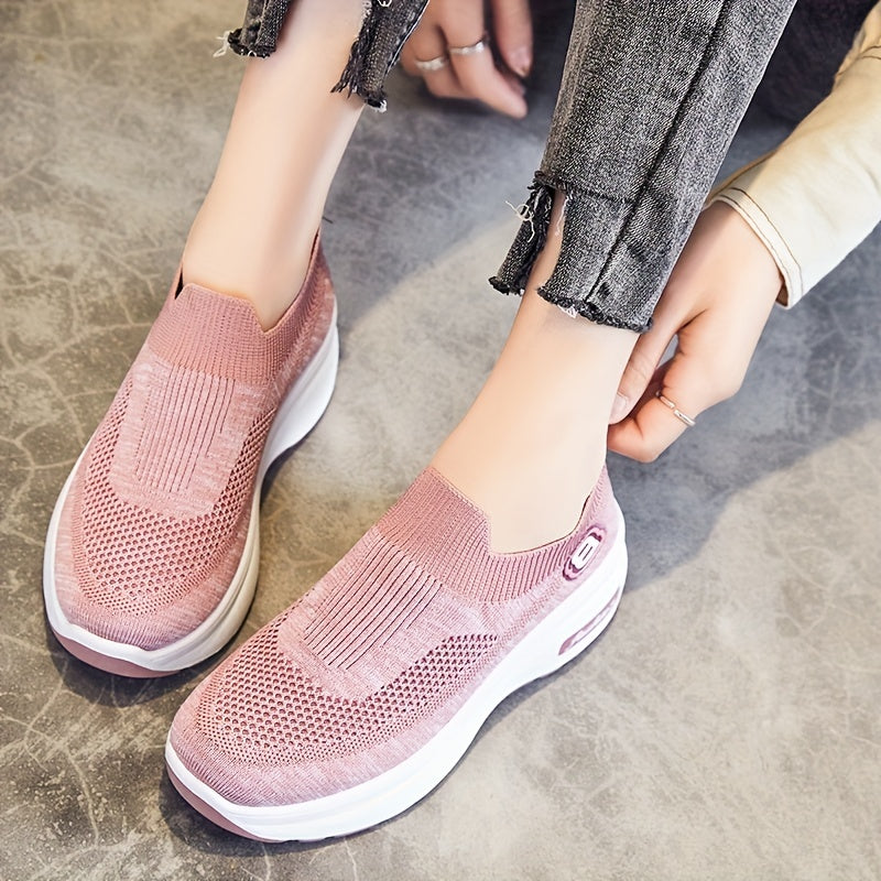 Women's Slip On Platform Sneakers Low Breathable Casual Shoes