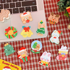 11pcs Christmas Rabbit Bear Brooch For Girls