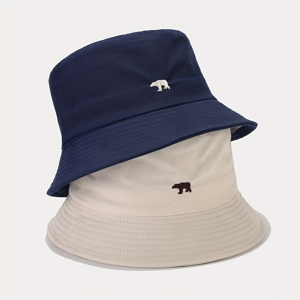 Bear Embroidery Bucket Hat Sun Protection Outdoor Travel