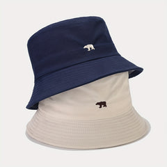 Bear Embroidery Bucket Hat Sun Protection Outdoor Travel